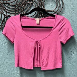 Bozzolo Pink Tie-Front Crop Top